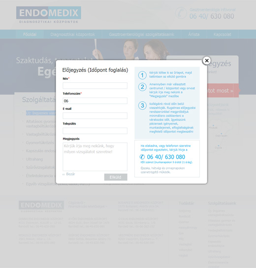 Endomedix - modális ablak