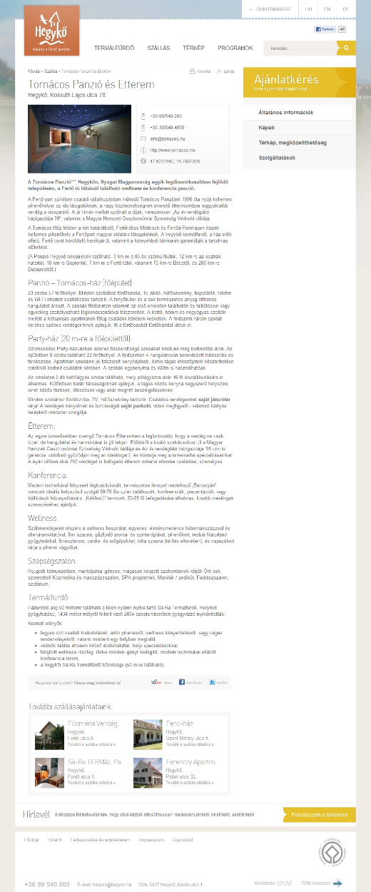 Hegykő - szállás oldal