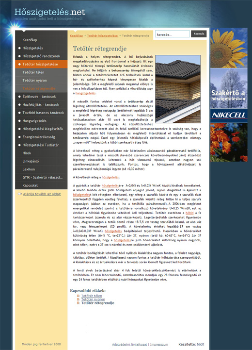 Hőszigeteles.net - tartalmi oldal