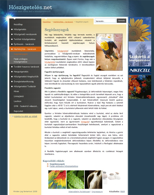 Hőszigeteles.net - tartalmi oldal