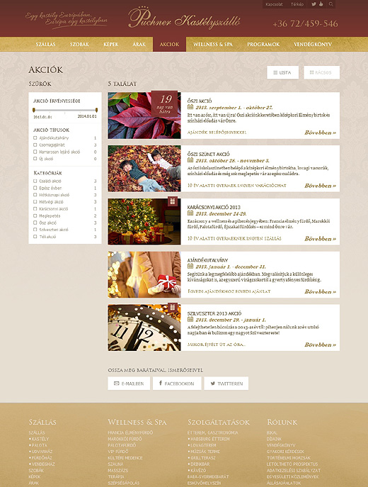 Puchner Kastélyszálló akciók