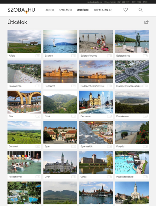 Szoba.hu desztinációk