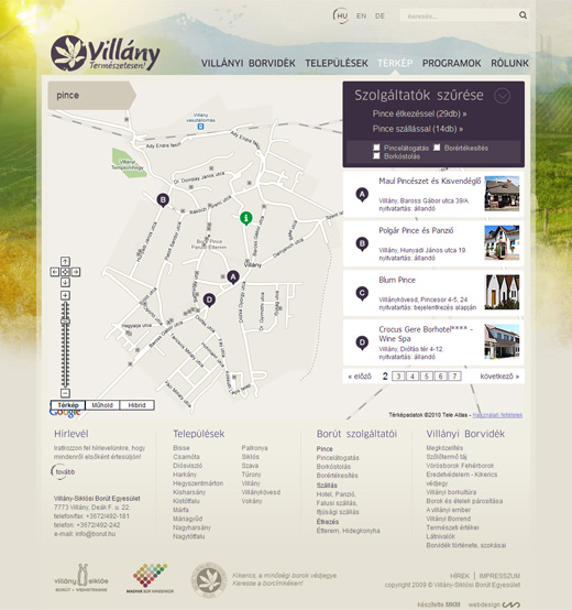 Villányi borvidék - pince térkép